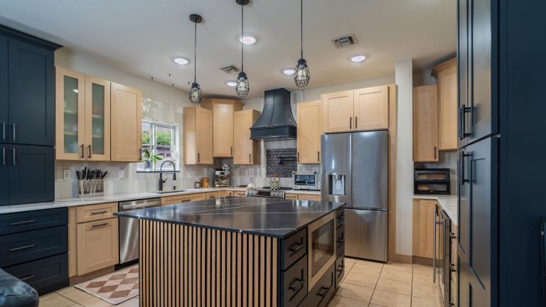 Navy and Maple Kitchen