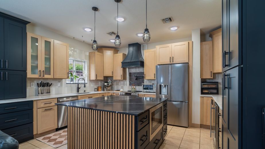 Navy and Maple Kitchen