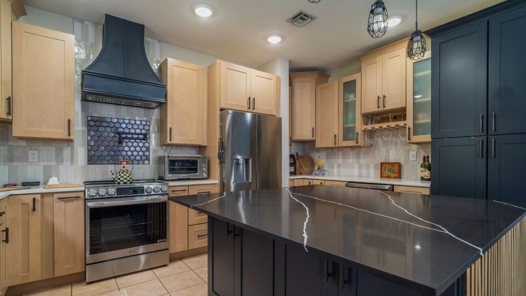 Navy and Maple Kitchen
