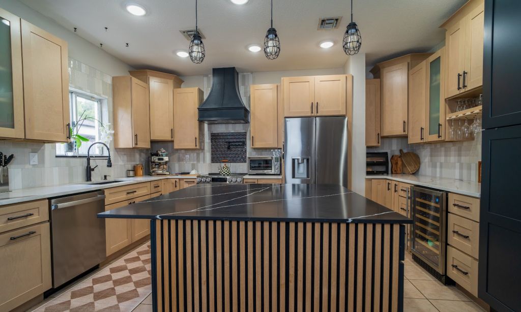 Navy and Maple Kitchen