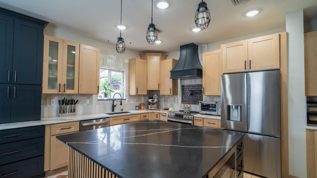 Navy and Maple Kitchen