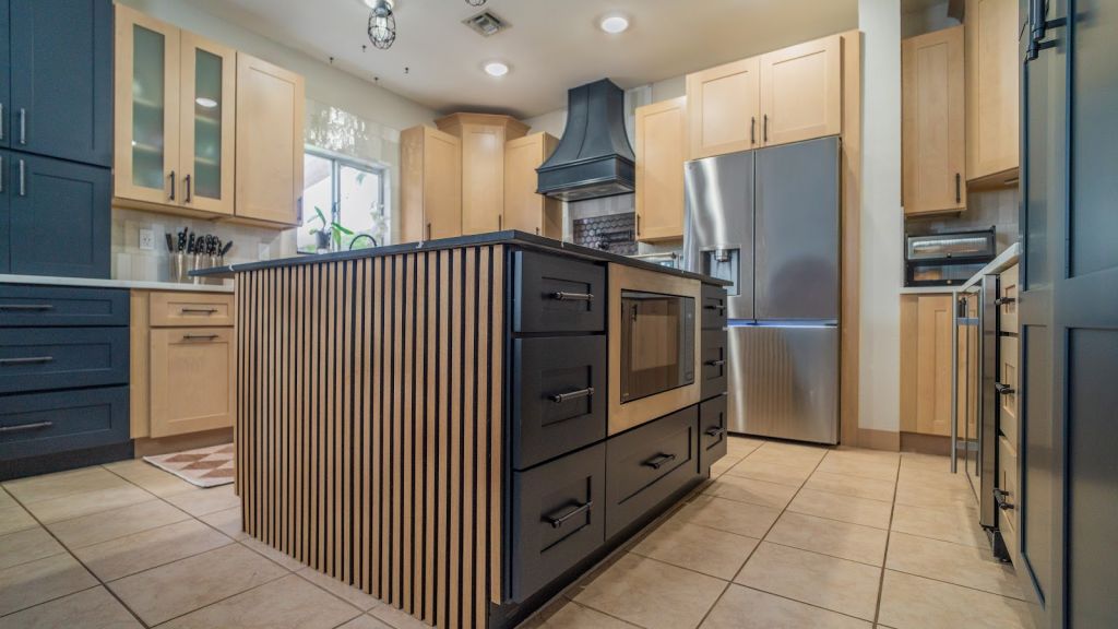 Navy and Maple Kitchen