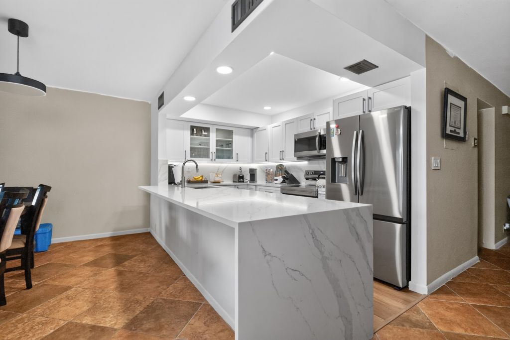 Marble Waterfall Kitchen