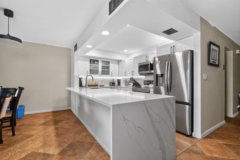 Marble Waterfall Kitchen