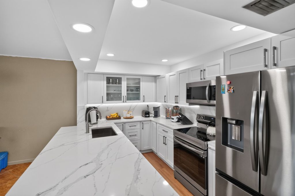 Marble Waterfall Kitchen