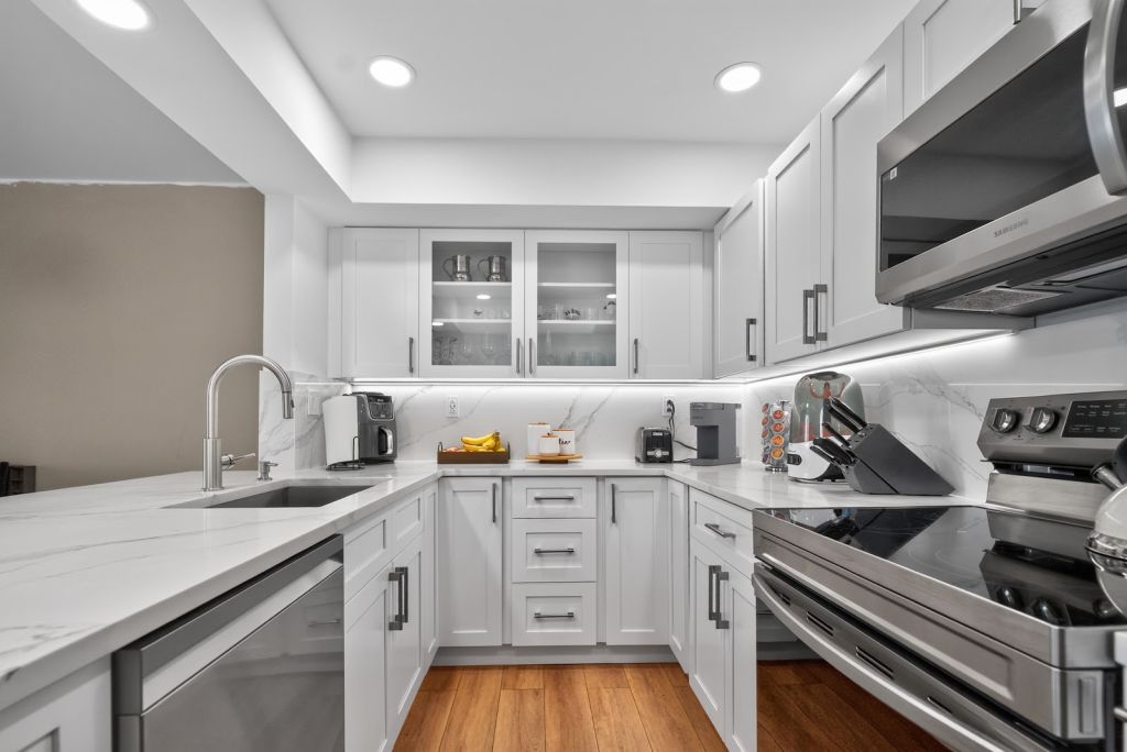 Marble Waterfall Kitchen