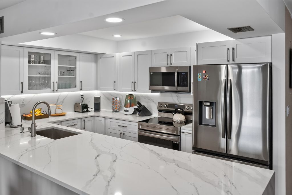 Marble Waterfall Kitchen