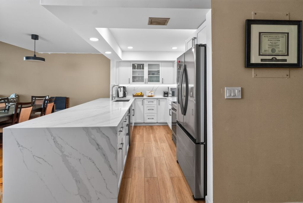 Marble Waterfall Kitchen