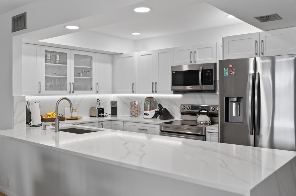 Marble Waterfall Kitchen