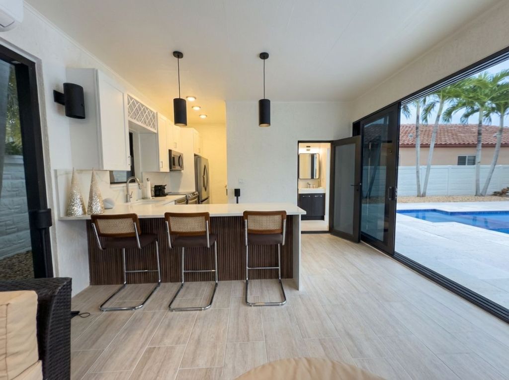 Poolside Cabana with Quartz Waterfall Bar