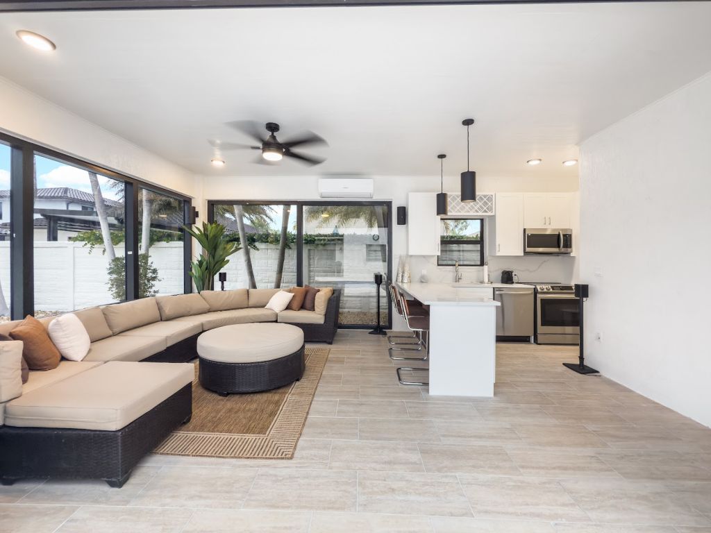 Poolside Cabana with Quartz Waterfall Bar