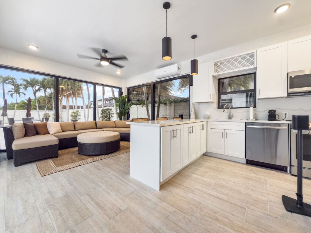 Poolside Cabana with Quartz Waterfall Bar
