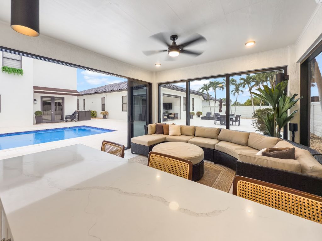 Poolside Cabana with Quartz Waterfall Bar